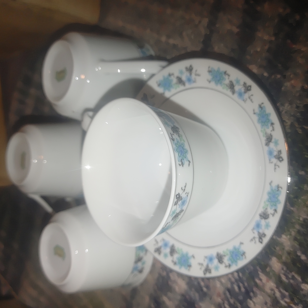 Blue and White Floral Mugs for Dining